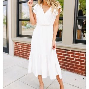 Ruffle Sleeve Midi Dress